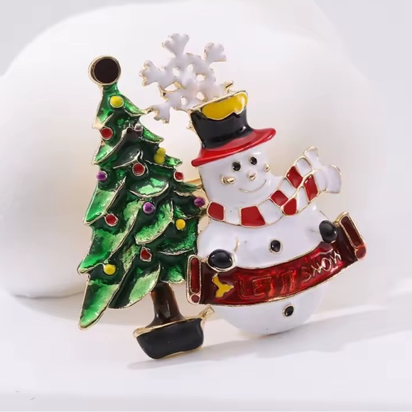 Snowman Let it Snow Christmas Tree Brooch - Picture 5 of 7